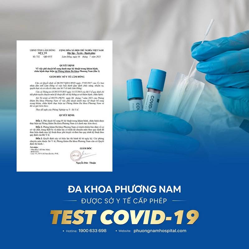 Đa khoa Phương Nam đã được Sở Y Tế cấp phép test nhanh Covid-19 từ ngày 16/7/2021 